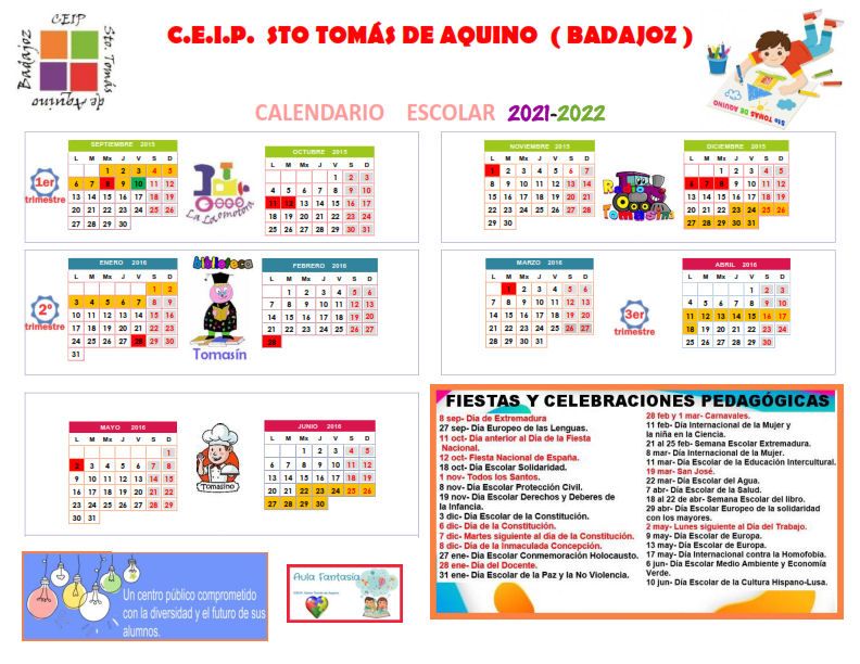 Calendario Sto Tomás de Aquino 2021 2022