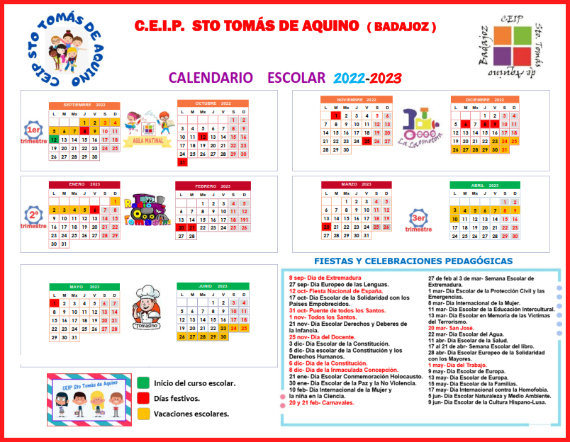 Calendario Sto Tomás de Aquino 2022 2022